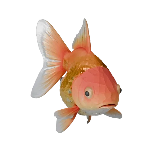 Modelo STL de Peixe Dourado de Alta Poli, vista de exibição isométrica, figura animal pronta para impressão com membranas de