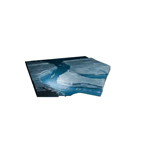 Icy Shoreline Pack Modular 3D model, isometric modular kit view, showing wet stone, water edges.
