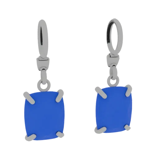 Sapphire Earrings scene ready 3D model, turntable hero render, showing earring silhouette and surface contrast.