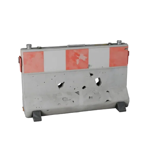 Site Safety Traffic Barrier Product Viz 3D model, three-quarter studio product render, showing concrete, form detail.