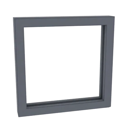 3D model grey window frame with inner profile, front view
