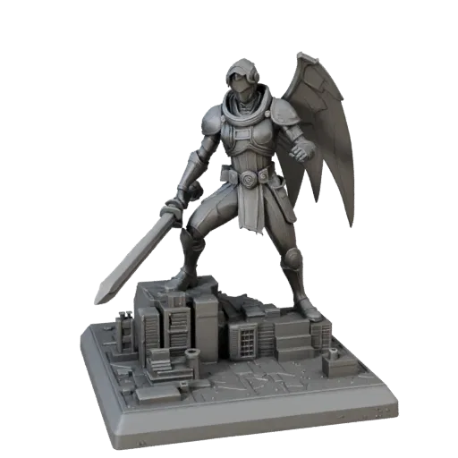 Urban Miniature Scene STL printable 3D model preview parts, three-quarter display angle, depth and display scale