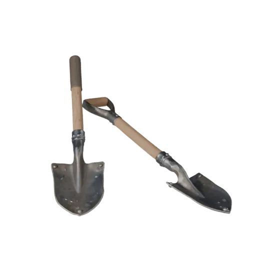 Heavy Duty Shovel Realistic 3D model, three-quarter studio render, showing painted metal, functional silhouettes.