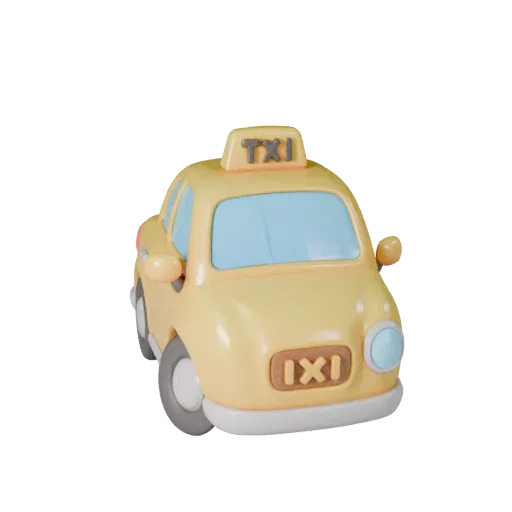 Cartoon Taxi 3D Model for Stylized Games PBR Asset