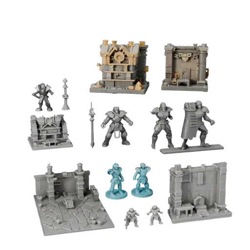 Dungeon Toy Photo Set STL printable 3D model preview parts, three-quarter display angle, depth and display scale