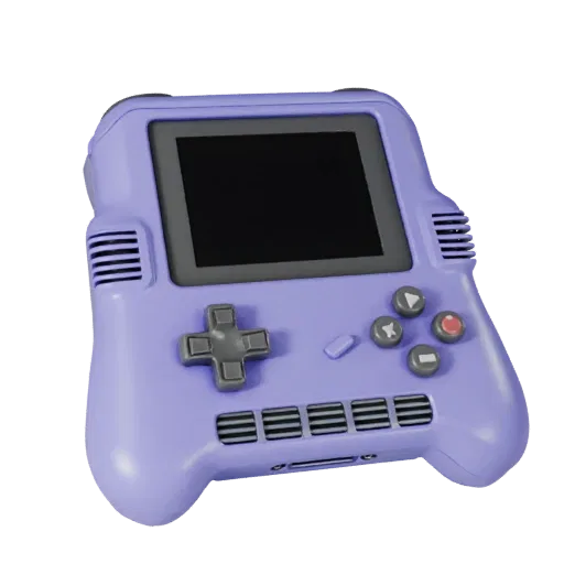 Mini Game Console High Poly 3D model, close-up studio render, showing matte plastic, console proportions.