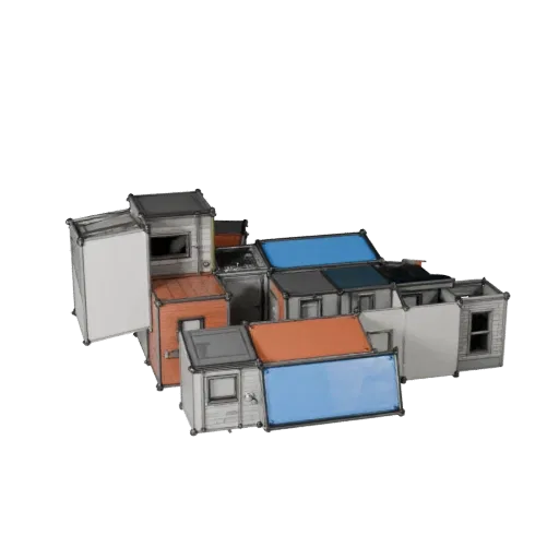 Modular Sci Fi Building Kit Blender-ready 3D model, Blender studio render view, showing modular building kit materials and architectural detail