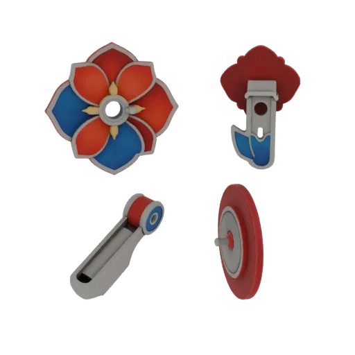 Floral Decorative Pin print ready 3D model, front view studio render, showing brooch form, surface, and scale cues.