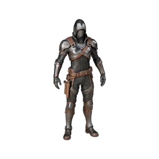Personaggio 3D Sci Fi Assassin, vista viewport motore, asset pronto per Unreal Engine con posa in piedi e PBR