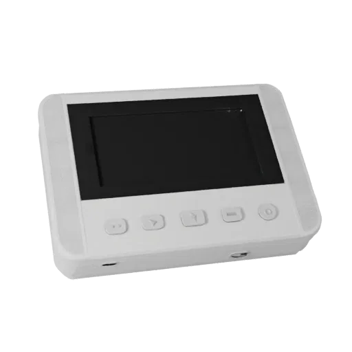 Minimal Smart Thermostat Product Viz 3D model, three-quarter studio product render, showing white plastic, form detail.