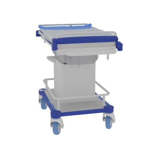 Ward Medical Cart 3D model, three-quarter front view, AR viewer studio render, showing painted metal, form detail.
