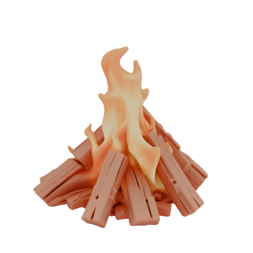 Campfire with Burning Logs 3D Model