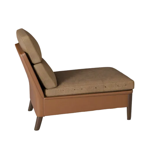 Compact Chaise Lounge 3D model, living room, three-quarter front view, Unity viewport, woven fabric detail.