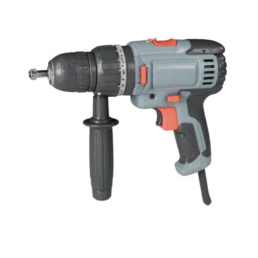 Workshop Drill High Poly 3D model, close-up studio render, showing molded plastic, ergonomic handles.