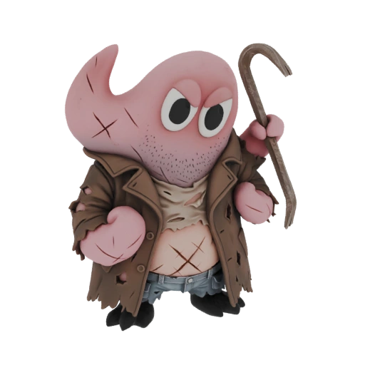 Grungy Worm Character 3D Model