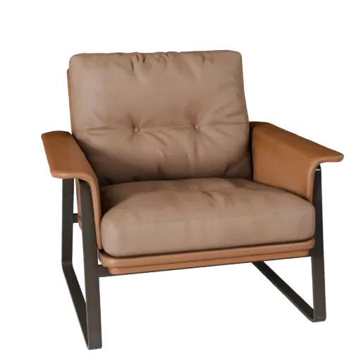 Modern Lounge Chair 3D model, home interior, three-quarter front view, Unreal Engine viewport, wood detail.