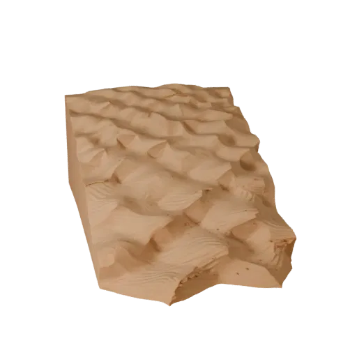 Desert Dune Terrain Tile High Poly 3D model, close-up cinematic environment render, showing layered soil, dune ridges.