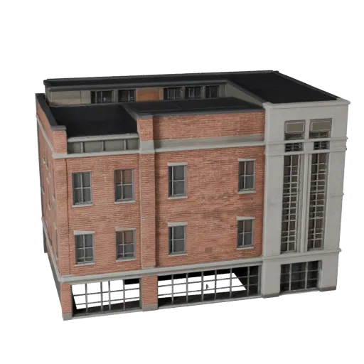 Modello 3D casa duplex pronto per Unreal Engine, viewport di Unreal Engine, che mostra materiali di edifici residenziali e de