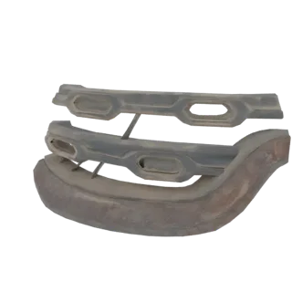 3D model of a futuristic car bumper and grille set with angular design and integrated lighting elements.