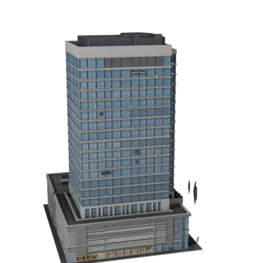 Residential Skyscraper Unreal Engine-ready 3D model, Unreal Engine viewport, showing commercial office building materials and