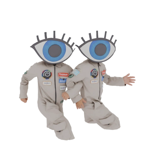 Two Figures with Giant Eye Masks