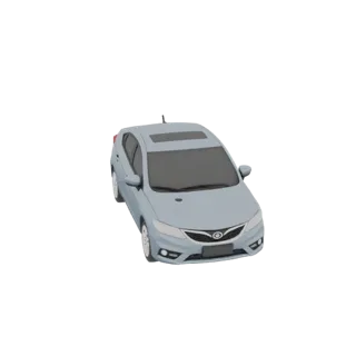 3D-Modell des hellgrauen Lada Vesta 2015 Kombi, Vorder- und Seitenansicht, auf weißem Hintergrund