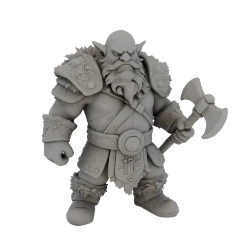 Fantasy Dwarf Barbarian Miniature STL - Casting