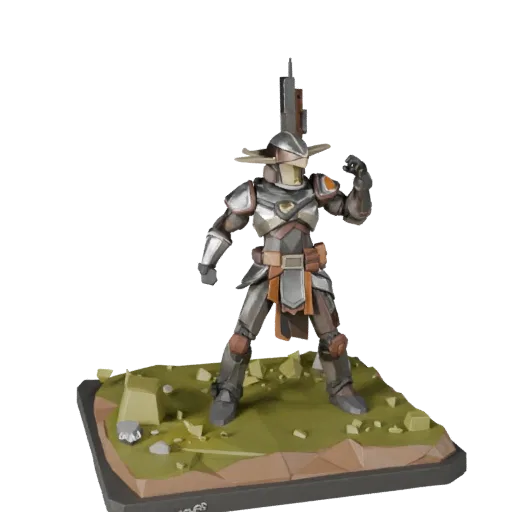 Space Miniature Scene low poly 3D model preview showing layered parts, three-quarter game view, depth and display scale
