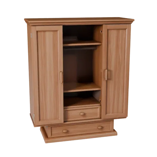 Floating Wardrobe High Poly 3D model, bedroom, close-up studio render, painted wood detail.