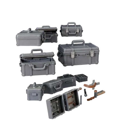 Travel Ammo Case Modular 3D model, isometric modular kit view, showing plastic, usable openings.