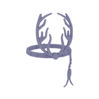 3D model of a purple antler headband with a decorative tassel, showcasing intricate details and a fantasy-inspired design.