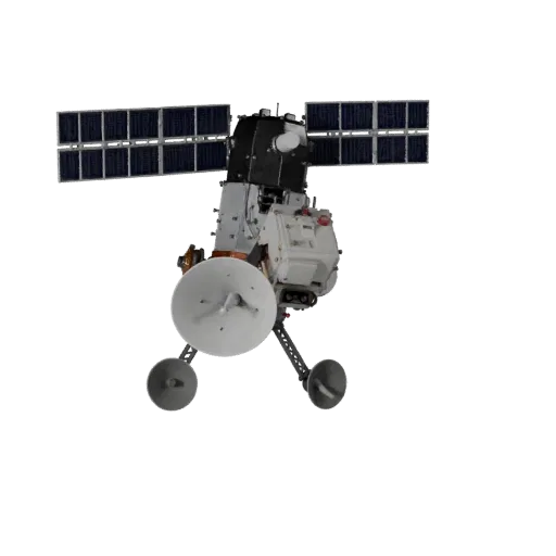 Navigation Orbital Telescope Realistic 3D model, three-quarter studio render, showing solar panels, form detail.