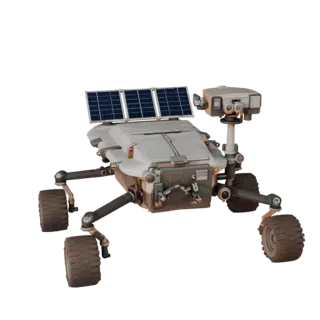 Mars Planetary Rover GLB viewer ready 3D model, top-down studio render, showing rover silhouette and surface contrast.