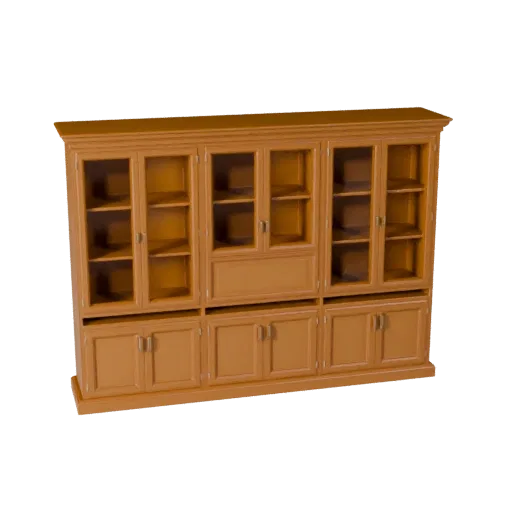 Wall Mounted Cabinet Product Viz 3D model, dining room, three-quarter studio product render, painted wood detail.