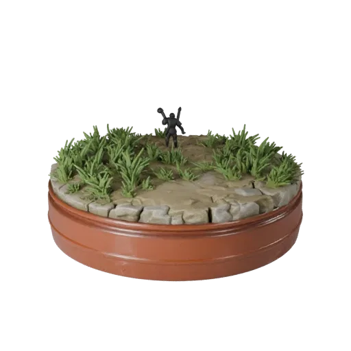 Forest Oval Base high poly 3D model preview showing rim shape, studio close-up view, height and ground texture
