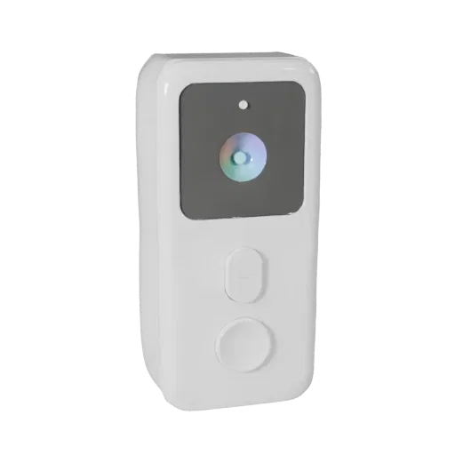Minimal Video Doorbell High Poly 3D model, close-up studio render, showing white plastic, compact device geometry.