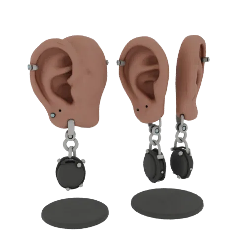 Stud Earring collectible detail 3D model, top-down studio render, with calibrated earring silhouette and material reads.