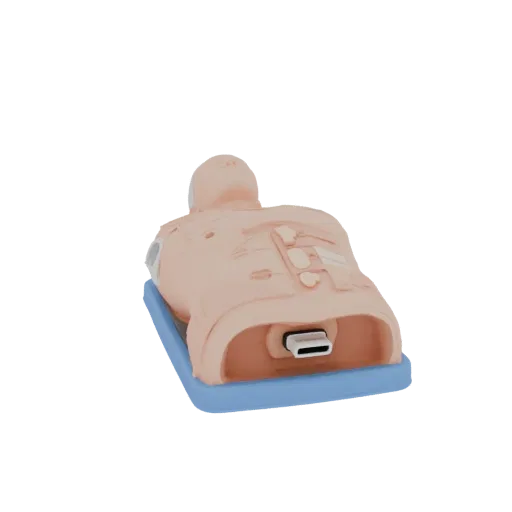 Feld-HLW-Torso-Trainer druckbares 3D-Modell, isometrische STL-Renderung, zeigt neutrale Kunststoffe, Trainingsgerät-Layout.