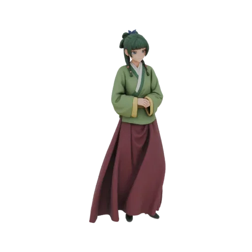 3D model of an ancient Chinese scholar wearing traditional green and red robes, with braided hair and a calm expression.