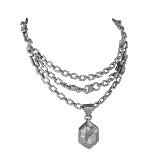 Layered Necklace game ready 3D model, studio profile shot, highlighting necklace seams, edges, and finish layers.