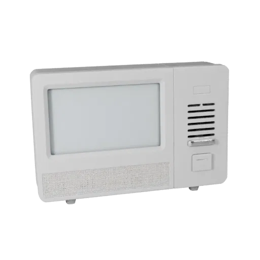 Voice Controlled Smart Thermostat 3D model, game viewport three-quarter view, showing white plastic, form detail.
