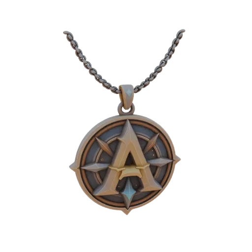 3D model of the Alliance Pendant from World of Warcraft with faction symbol and chain loop