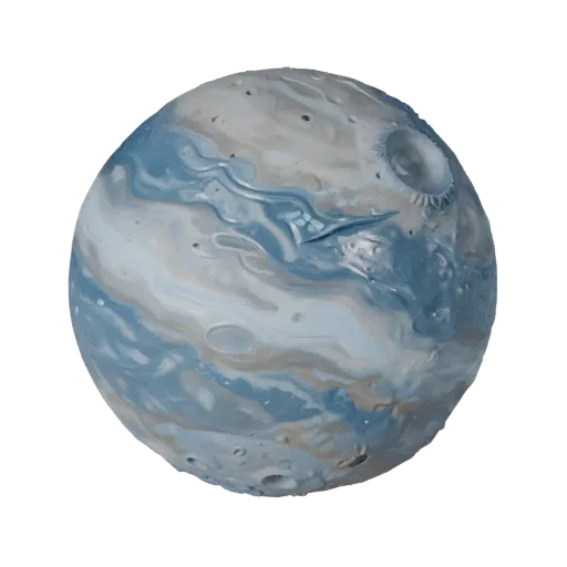 Gas Giant Moon Stylized 3D model, stylized isometric render, showing rock, spherical body scale.