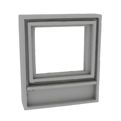 Modello 3D miniatura cornice finestra casa bambole, vista frontale