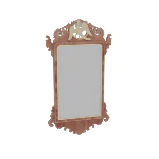 3D model of an ornate wooden mirror with a detailed eagle crest at the top, set against a white background.