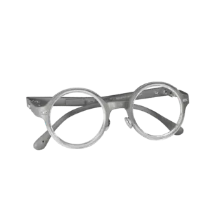 Round Reading Glasses 3D model, three-quarter front view, AR viewer studio render, showing material detail and scale.