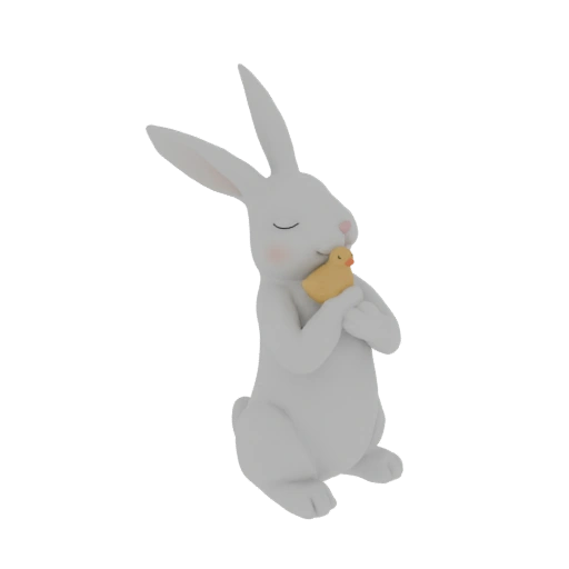 Cute Bunny Hugging a Chick 3D Model