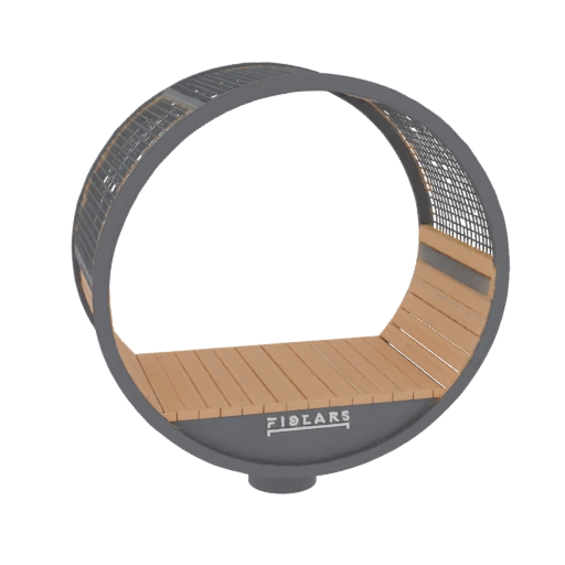 Circular Outdoor Bench with Wood Slats