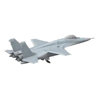 3D model of MiG-31 fighter jet, rear view, in solid grey livery, on black background