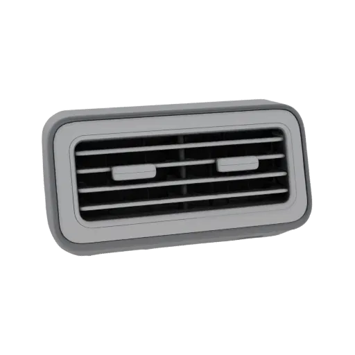 Hongqi car ventilation deflector knob 3D model, gray, with horizontal slats.